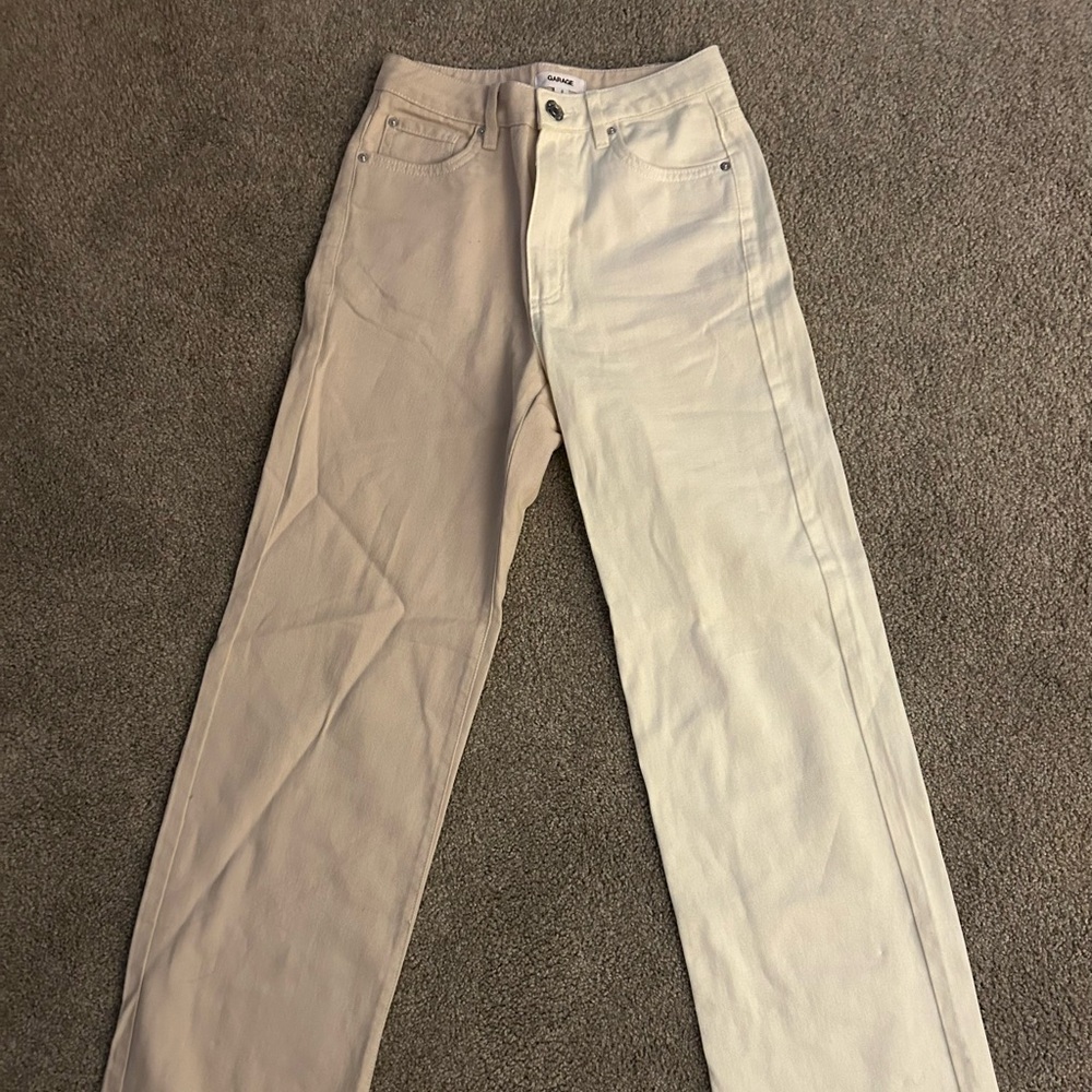 Two tone flare jeans